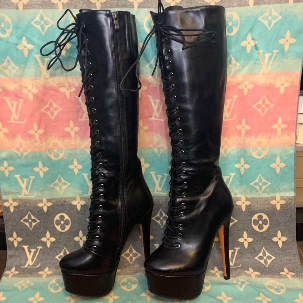 Tall Gothic Platform Heeled Boots (VEGAN)